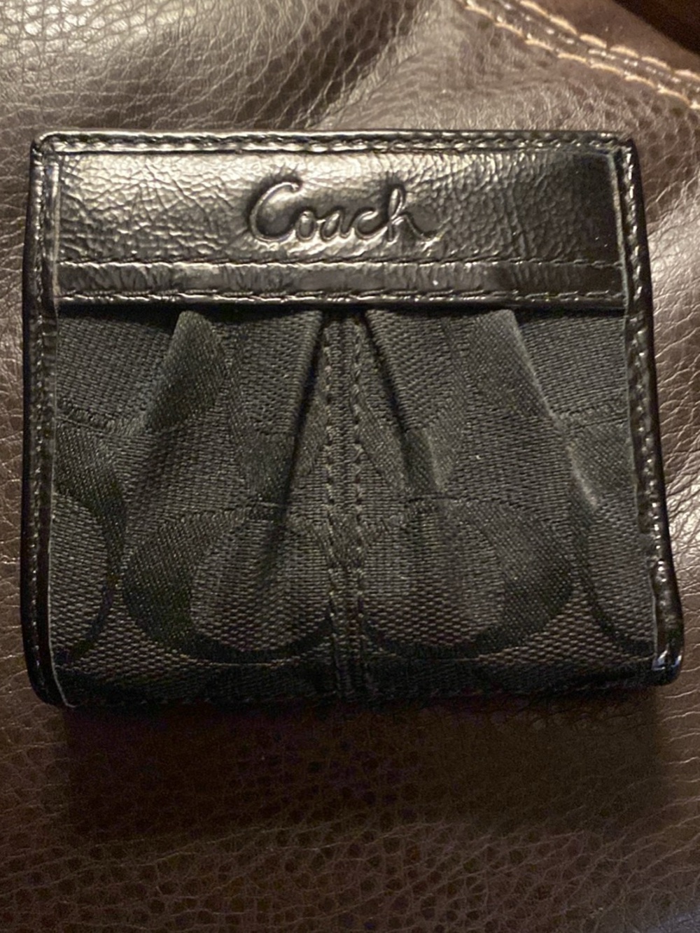 Coach Black Signature Canvas Card Holder with Leather Trim - Picture 2 of 4